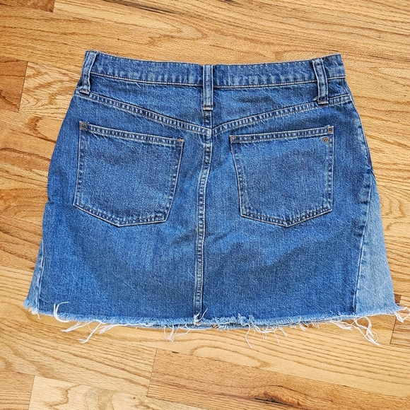 Madewell Size 30 (10) Rigid Denim A-line Mini Skirt Two Tone Stretchy Mid Wash - Picture 8 of 9